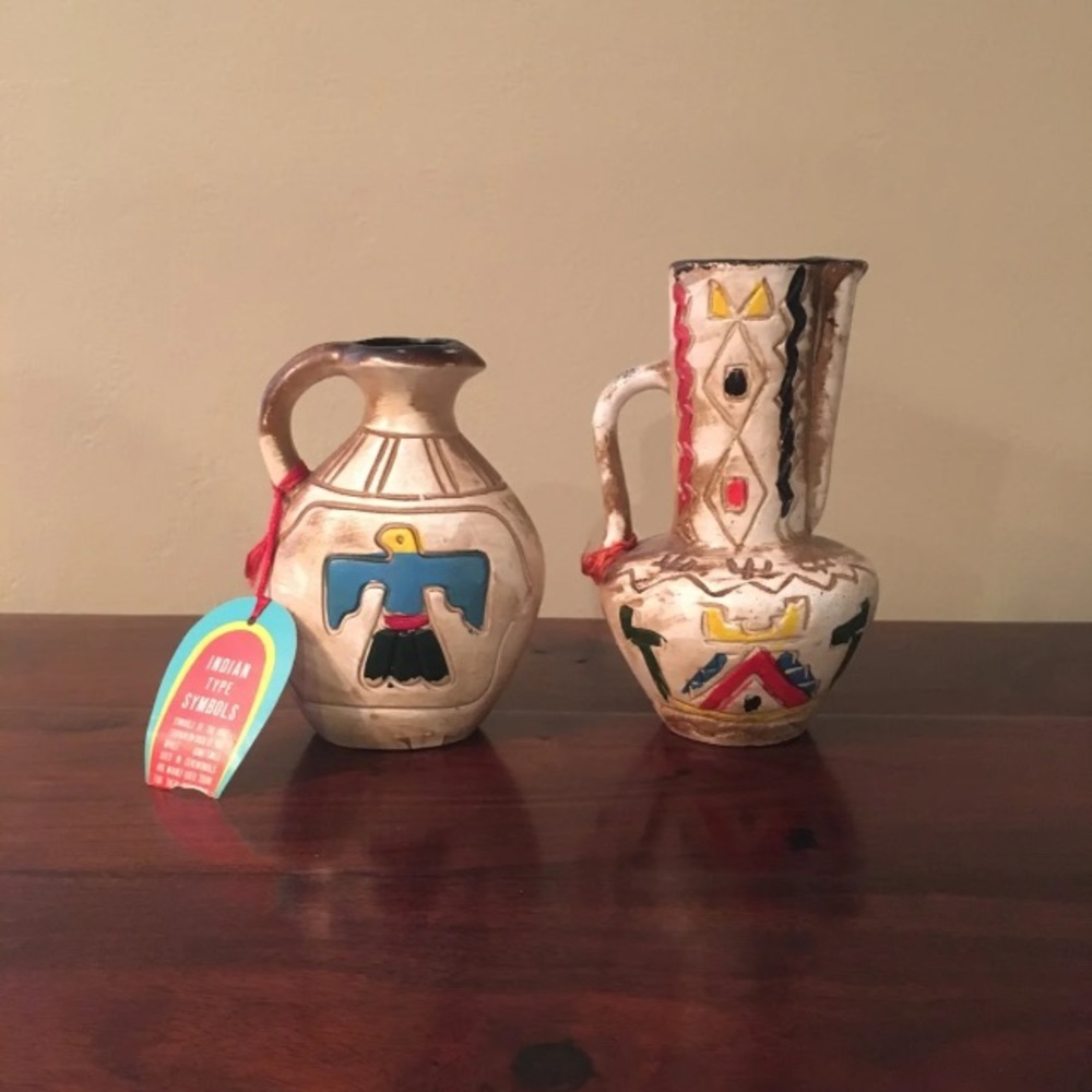 Two Native Souvenir Vases